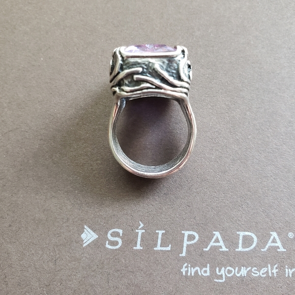Silpada Sterling Silver Lavender Fields Purple CZ Cocktail Ring R2001 - Picture 7 of 15